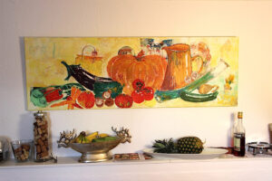 Stillleben, Acryl und Collage auf Leinwand, 150 x 50 cm , 2013