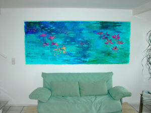 "Variation Seerosen von Claude Monet", Acryl auf Leinwand, 2,65 x 1,05 m, 2006