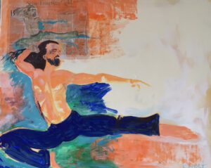 "Tanz", Acryl und Collage auf Leinwand, 120 cm x 60 cm, 2018