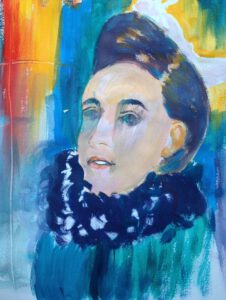 "Portrait" in Acryl auf Karton nach der Vorlage des Ausstellungsplakats "Esprit Mommartre", 40 x 40 cm, 2014