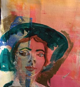 „Diva“, Acryl auf Ingrespapier, 12 x 12 cm, 2021