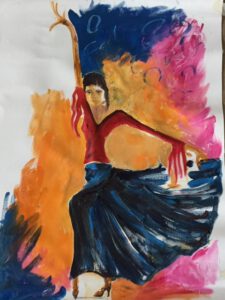 „Flamenco“, Acryl auf Leinwand, 87 x 64,5 cm, 2020