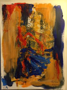 „Flamenco“, Acryl und Spachtel auf Papier, 32 x 24 cm, 2020