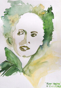 "Tippi Hedren", Aquarell auf Papier, 29,7 x 21 cm, 2013