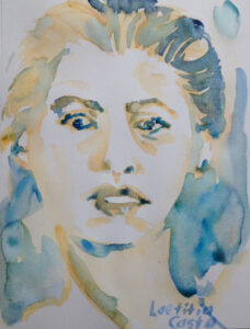 "Laetitia Casta", Aquarell auf Papier, 29,7 cm x 21 cm, 2016