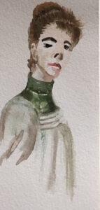 "Milly Childers", Aquarell auf Papier, 14 cm x 7,5 cm, 2018