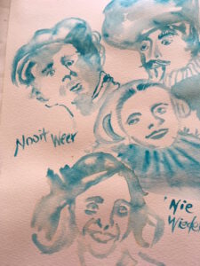 "die Holländer", 28 cm x 14,5 cm , Aquarell auf Papier, 2019