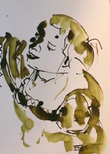 „Artemisa Gentilesci“, Tusche auf Papier, 32 x 24 cm, 2020